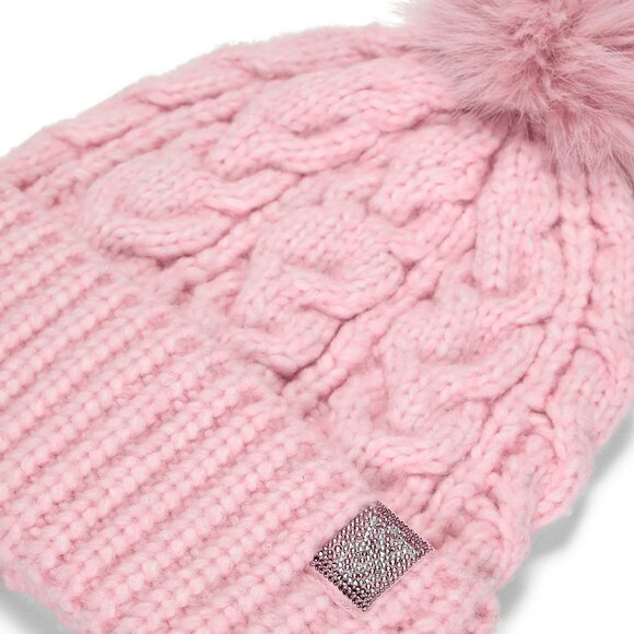 Victoria's Secret Cozy Cable-Knit Pom Beanie Ballerina Pink NWT - Picture 3 of 15